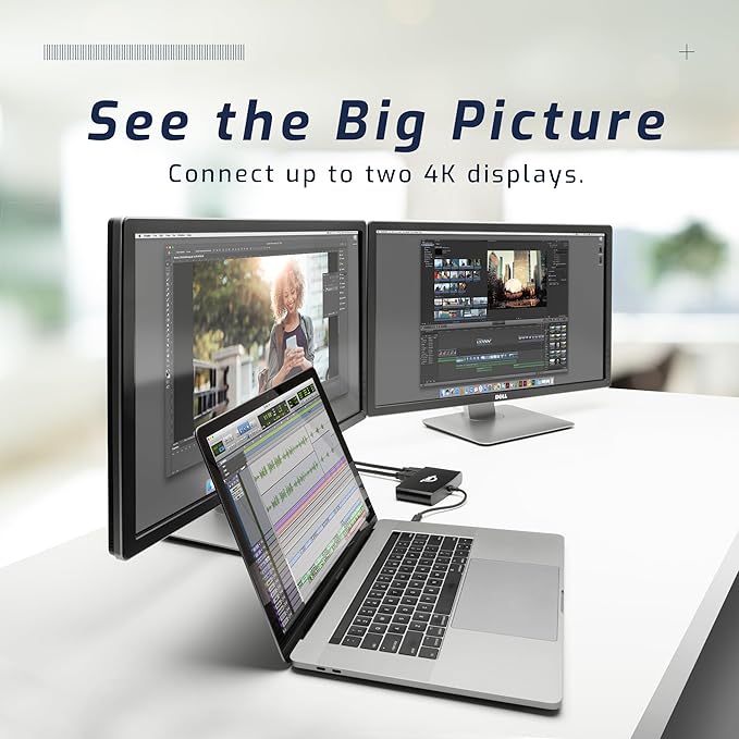 OWC Thunderbolt mini Dock, Bus-Powered 5-Port Multi-Adapter with Dual 4K HDMI, Dual USB, Gigabit Ethernet, Integrated 7.2-inch TB Cable, for TB (USB-C) Equipped Mac and PC