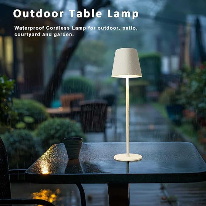 Kakanuo Cordless Table Lamps Pack of 4, Portable LED Battery Operated Lamp, Wireless Rechargeable Lamp, 3 Color Stepless Table Lamp for Restaurant, Bar, Party, Camping and Bedroom - White