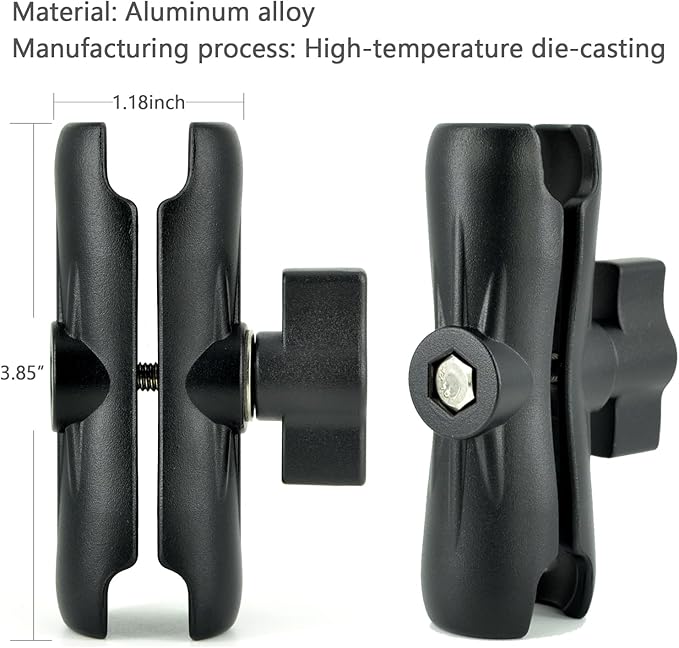 Aluminum Arm Heavy Duty Tablet Mount Drill Base - for 6.5"-12.9" Tablet iPad Pro/Mini, iPad Holder for Truck, Car,Dashboard,Desk,Wall-Swivel with 1 inch/25mm Ball Joint