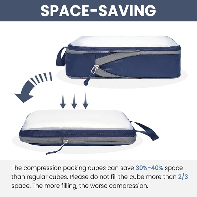 BAGAIL 6 Set Ultralight Compression Packing Cubes Packing Organizer for Travel Accessories Luggage Suitcase Backpack