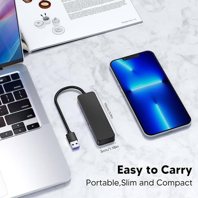 MaxLax 4 Port USB 3.0 Hub,USB Hub Splitter,Suitable for laptops Windows Linux,PC,Xbox, Flash Drives, Hard Drives, Consoles and Printers.