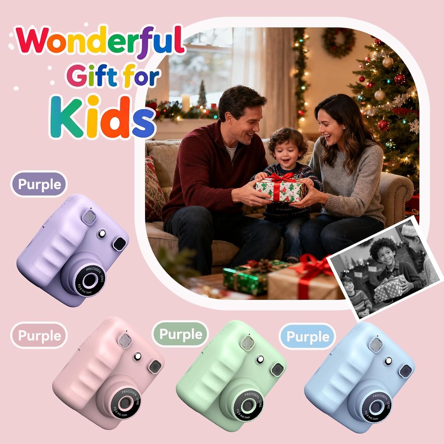 Kids Camera Instant Print,1080P Instant Cameras That Print Photos,Christmas Birthday Gifts for Kids Age 3-12,Toddlers Instant Digital Cameras for Boys and Girls with 32G Card