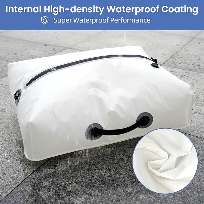 BAGAIL TPU Vacuum Bag for Travel, Reusable Compression Bag with IPX8 Waterproof Zipper, Save Space for Suitcase, Backpack and Carry on (White, Large, With Pump)