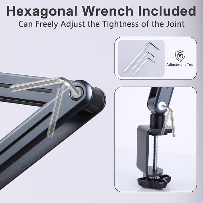 ASIEIT Book Stand with Clamp, Acrylic Desk Clamp Book Holder, 360° Cookbook Stand for Kitchen, Recipe Book Stand, Height and Angle Adjustable, Foldable and Portable for Office, Bible,Magazine,Laptops