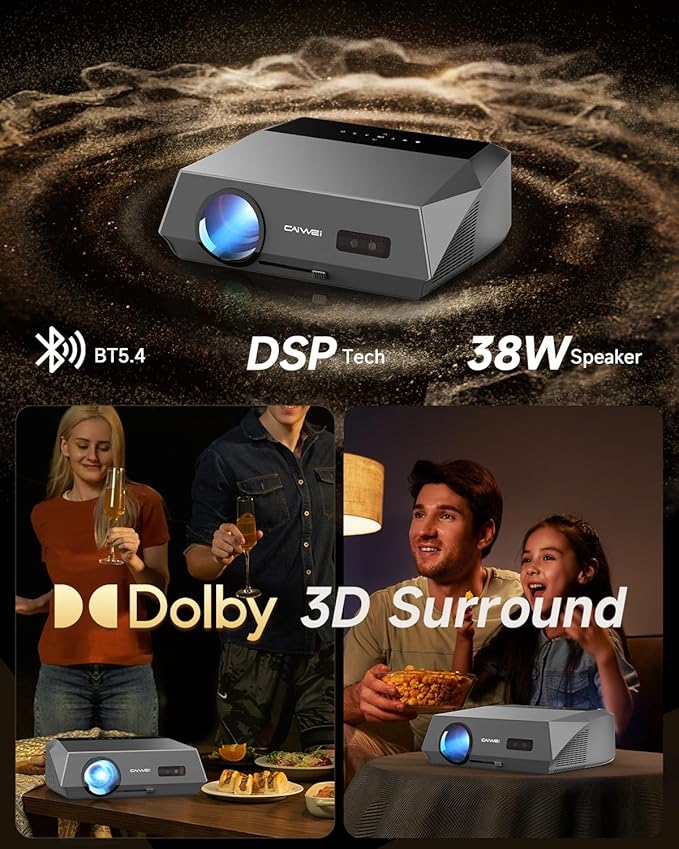 Daytime Projector 4K Ultra HD, Bright 1800ANSI High Lumen, HDMI ARC, HDR10+, Smart LED Android TV Projector' with WiFi Bluetooth Apps ToF Auto Focus Voice Remote, Ceiling for Home Theater Movie Gaming