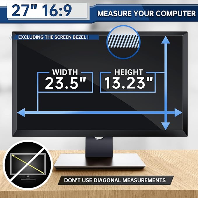 Privacy Screen Filter for 27 inch Widescreen Monitors-Privacy Screen for Computer Monitor-Computer Privacy Screen(16:9 23.5”x13.23”)