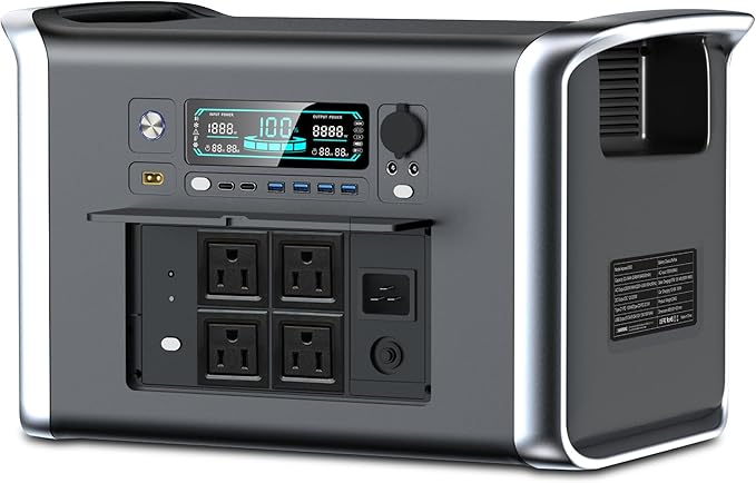 Portable Power Station 2400W - 2048Wh LiFePO4 Battery Solar Generator 2 Hr Fast Charge for Outdoor Camping RV Home Backup Power