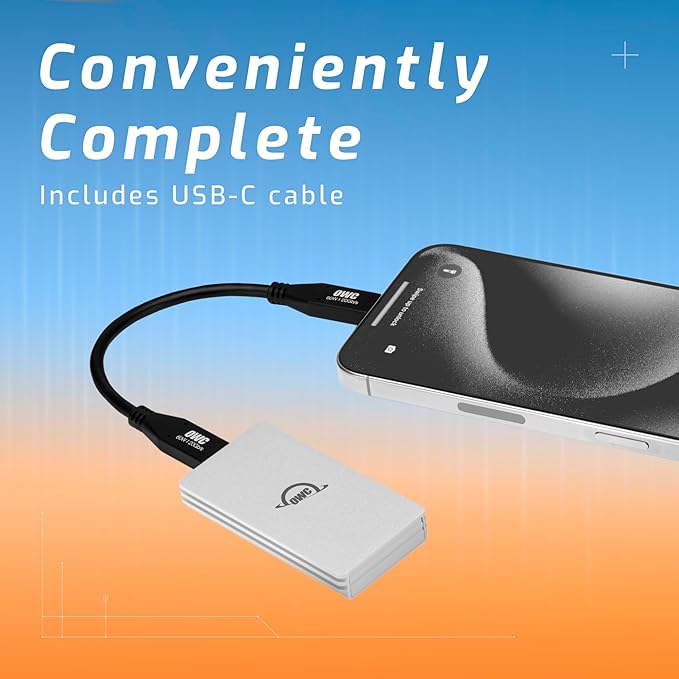 OWC 1TB Envoy Single Ultra Portable Aluminum Bus Powered 10G/s USB-C Thunderbolt Compatible External NVMe SSD Drive