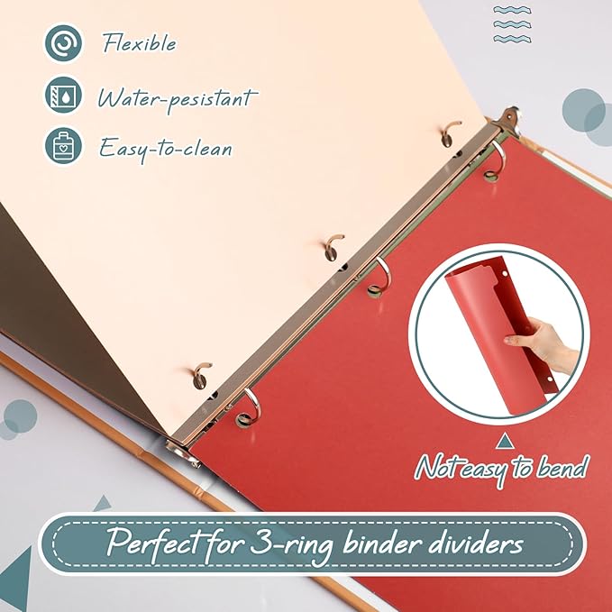 Honoson 12 Sets 8 Tab Dividers for 3 Ring Binders Plastic File 8.5 x 11 Inch Paper Multicolor Page Binder Index Dividers for School Office(Vintage Color)