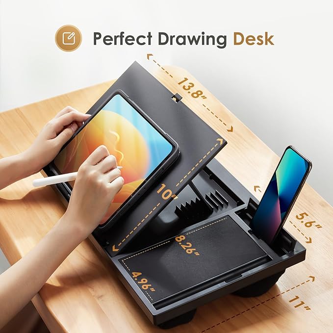 LORYERGO Adjustable Laptop Desk with Cushion, Mouse Pad & Cellphone Slot - Laptop Stand for Bed & Couch, Lap Desk for Home & Office (Black)