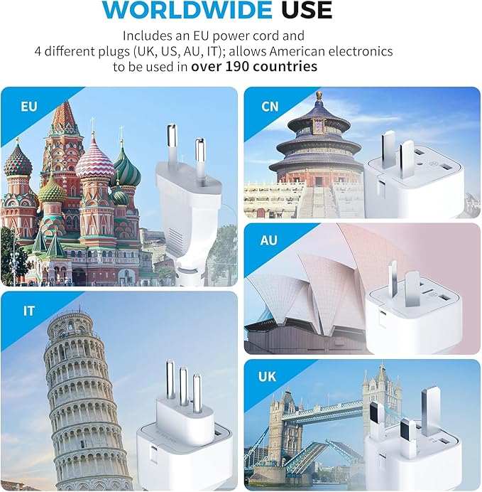 [Game-Changer] DOACE 500W Max 220V to 110V Converter, 50Hz to 60Hz Voltage Converter for European Travel, 100% Pure Sine Wave Power Converter US to Europe for CPAP Hair Straightener Laptop Cell Phone