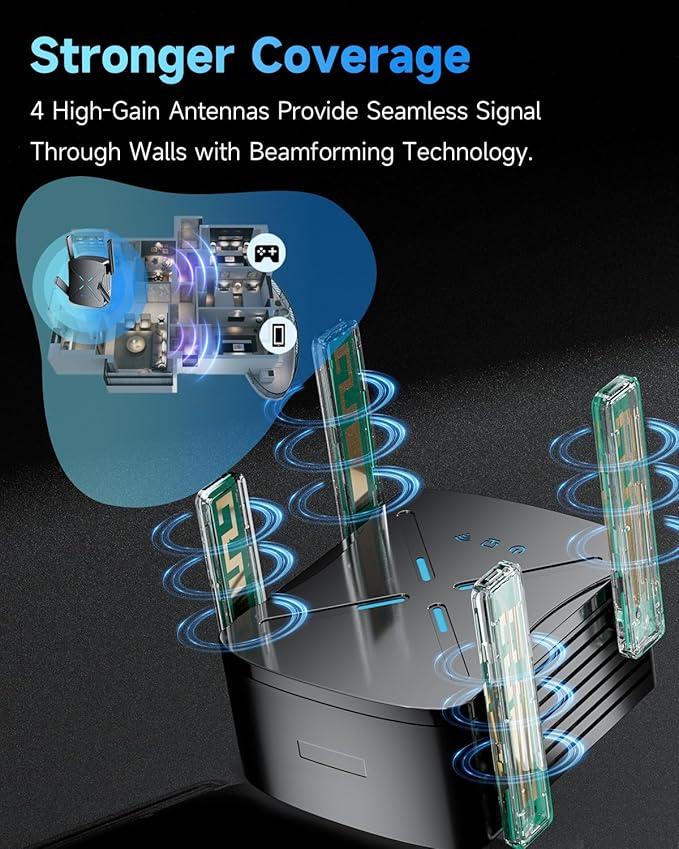 2025 WiFi Extender Signal Booster, New Gen Wi-Fi 6 Repeater, Covers Up to 12,000 sq.ft Range, Dual-Band Internet Booster with Gigabit Ethernet Port, Easy Setup, EasyMesh Compatible
