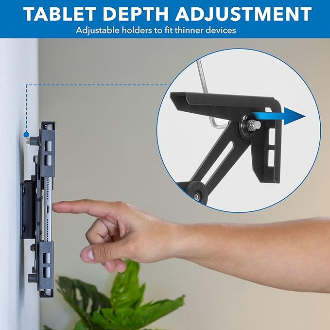Mount-It! Universal Tablet Wall Mount, Anti-Theft iPad Mount, Enclosure Fits Tablets from 9.7" to 13" Screen Size, Flush Wall Mounting Kiosk, Durable Steel Design, Black
