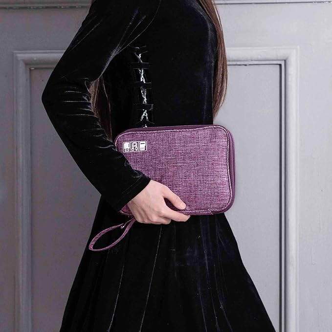 SELLYFELLY Travel Electronics Organizer Portable Cable Organizer Bag for Storage Electronic Accessories Case for Cord,Phone,Charger,Flash Drive (Purple)