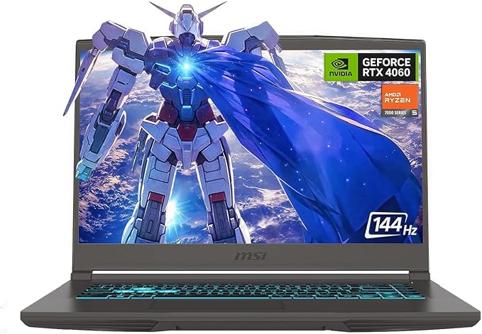 MSI 15.6" 144Hz FHD Thin Bezel IPS Gaming Laptop, AMD Ryzen 5 7535HS, NVIDIA GeForce RTX 4060, 32GB DDR5, 2TB NVMe SSD, Backlit Keyboard, WiFi 6E, Windows 11, Cosmos Gray, EAT Laptop Foldable Stand