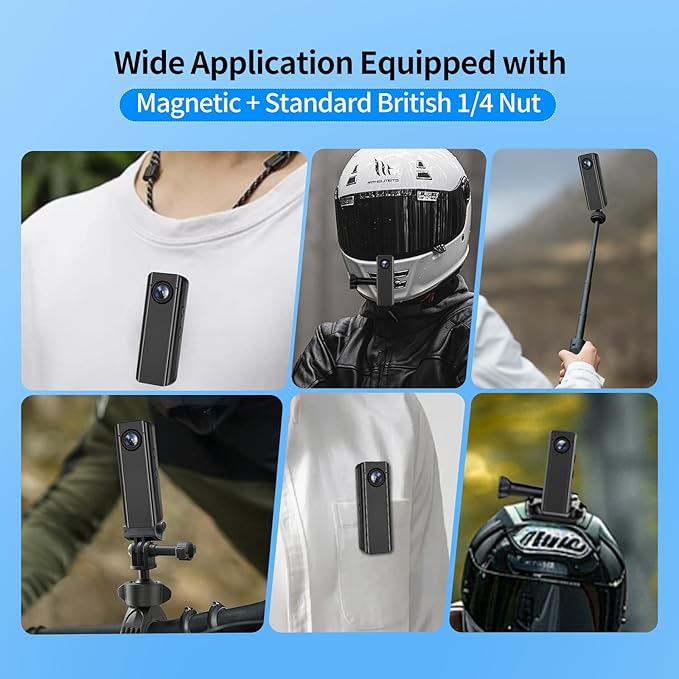 Mini Body Camera 64GB, 4K 30FPS Action POV Camcorder, Wearable Body Worn Cam with Audio and Video Recording, Hands Free Sports Camera with Magnetic Back Clip for Traveling Vlogging Cycling