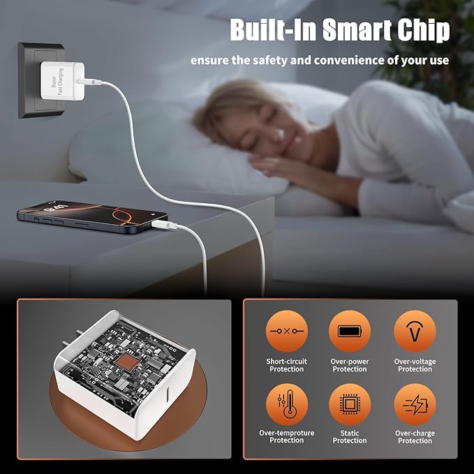 iPhone 17 16 Pro Max Charger Fast Charging, 45W Super Fast USB C Chargers for iPhone 16 (6FT+6FT+10FT) Type C Chargers Cord with Fast Charger Block for iPhone 17/16/15 Series/iPad/ GalaxyS24