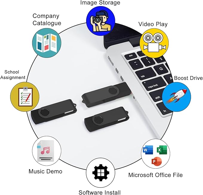USB Flash Drive 16GB 10 Pack FEWINA USB 2.0 Flash Drives Bulk 16 GB Thumb Drive Swivel Memory Stick Jump Drive Pen Drive for Storage and Backup（Black and Red,10PCS 16GB）