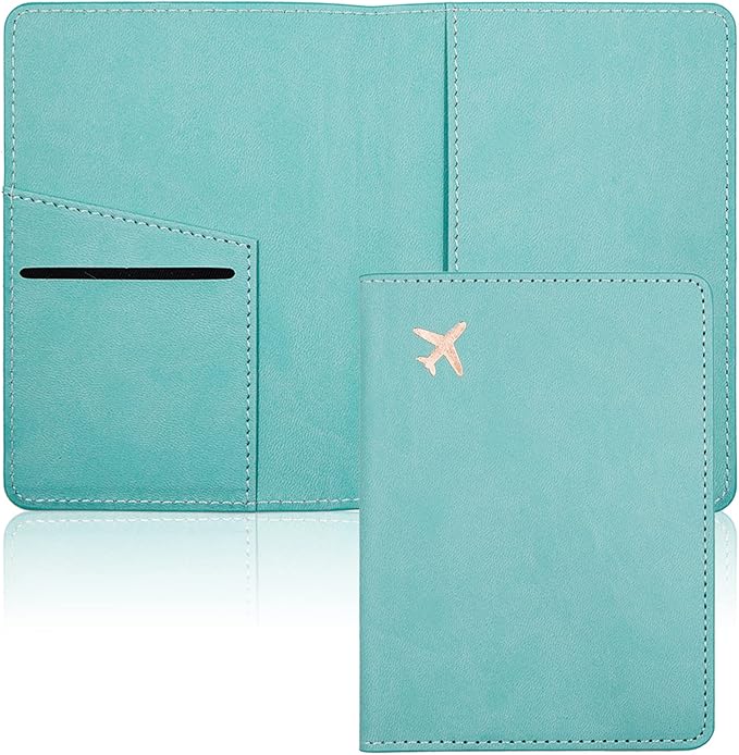 Deziliao Passport Holder,Passport Holder Card Slots, Passport and Vaccine Card Holder Combo, Cute Passport cover for Women and Men, with Waterproof Rfid Blocking, Passport Travel Wallet(Aqua Green)
