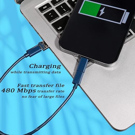 Multi USB Charging Adapter Cable Kit, USB C to iOS Device Adapter Box, Conversion Set A & Type C to Male Micro/Type C/iOS Device, Data Transfer, Card Storage, Tray Eject Pin, Phone Holder (Blue)