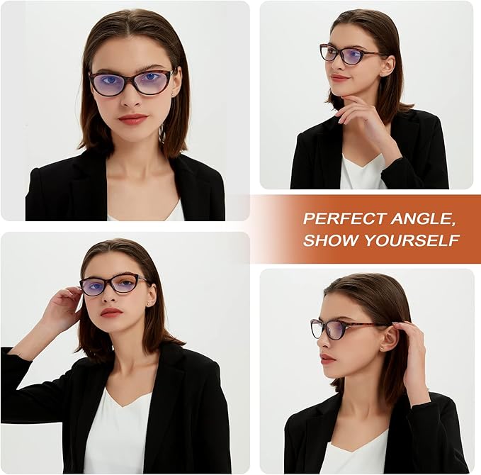 EYEURL 4 Pack Cat Eye Reading Glasses for Women Blue Light Blocking Readers Lightweight Spring Hinge Anti Eyestrain UV Fashion Eyeglasses +3.0