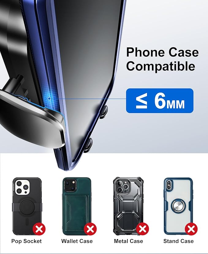 Beeasy Wireless Car Charger, 15W Fast Charging Auto Clamping Car Charger Cell Phone Holder Mount Vent for iPhone 15 14 13 12 Pro Max 11 XR XS X, Samsung Galaxy S24 Ultra S23 S22 S21+ Note 20, etc