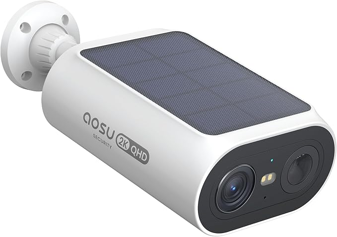 AOSU Solar Security Cameras Wireless Outdoor, 2Mins DIY Installation 2K Color Night Vision Cameras for Home Security, Compatible Homebase Only