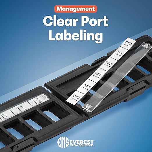 Everest Media 12-Port Keystone Patch Panel (4-Pack) - Removable 6-Port Panels - with 89D Wall Mount Bracket - Vertical/Horizontal Installation - 8 Blank Keystone Jack Inserts Included