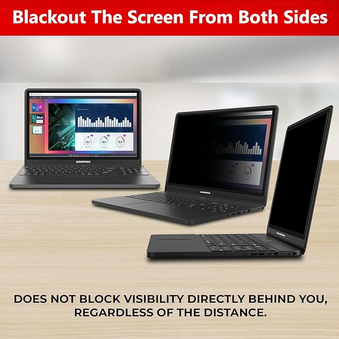 Magnetic Laptop Privacy Screen Filter 15.6 Inch Computer 16:9 Widescreen Monitor | Privacy Shield | Anti Glare & Blue Light Filter | Eye Protection | Anti-Scratch Protector