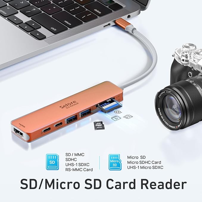 USB C Hub HDMI Adapter for MacBook Pro/Air, 7 in 1 USBC Dongle with HDMI, SD/TF Card Reader, USB C Data Port,100W PD, and 2 USB 3.0 Compatible for MacBook Pro/Air, Dell XPS, Lenovo Thinkpad.