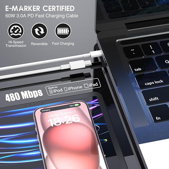 iPhone Air/17ProMax Charger Fast Charging,2Pack 20W USB C Fast Charger Block 6FT USB C to C Charging Cable Cord for Apple iPhone 17 Pro Max/17/16E/16 ProMax/16Plus/15Pro/15,iPad Air/Pro 13/12.9/11inch