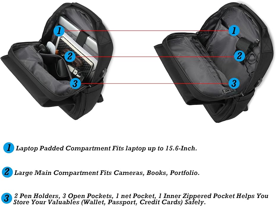 NICGID Sling Bags Chest Shoulder Backpacks, 12.5'' 13.3'' 14.1'' 15.6''Laptop Backpack Crossbody Messenger Bag Travel Outdoor