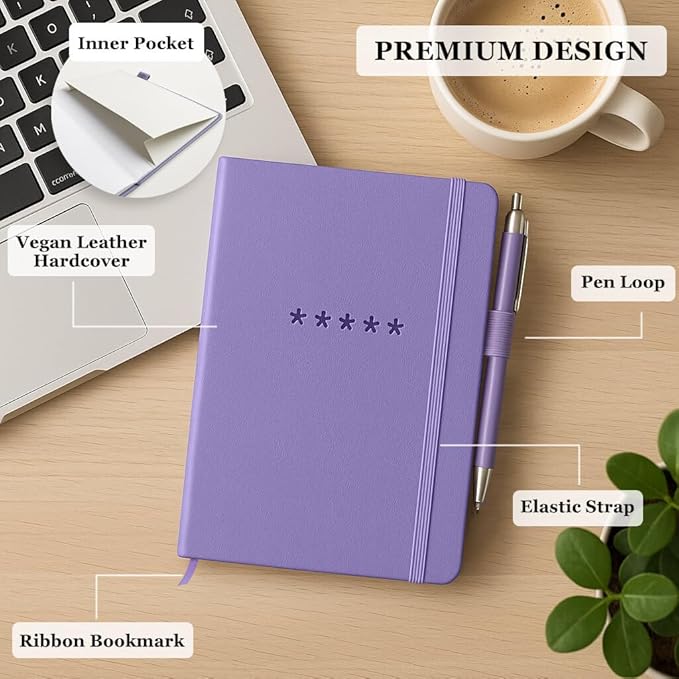 Password Book with Alphabetical Tabs – Hardcover Internet Address & Password Organizer – Password Keeper Notebook for Computer & Website – 5.2 x 7.6" (Lavender)
