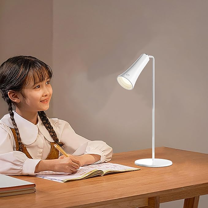 5 Modes Rechargeable LED Lamp with Magnet Swivel Joint, Touch Control, Adjustable Brightness, Color, 360° Angle, Can Become Desk Lamp, Clip Lamp, Wall Lamp, Flashlight, Portable Charger (White)