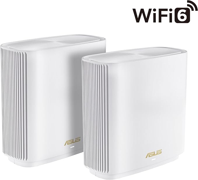 ASUS ZenWiFi XT9 AX7800 Tri-Band WiFi6 Mesh WiFiSystem (2Pack), 802.11ax, up to 5700 sq ft & 6+ Rooms, AiMesh, Lifetime Free Internet Security, Parental Controls, 2.5G WAN Port, UNII 4, White