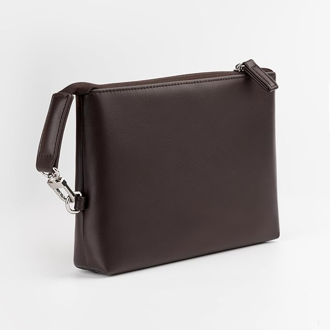 Comfyable Electronic Organizer Travel Case, Cord Storage Bag for Tech Accessories, Water-resistant Cable Organizer, Premium Leather Pouch for Charger, Phone, Cable, Mouse, Power Bank, Chocolate