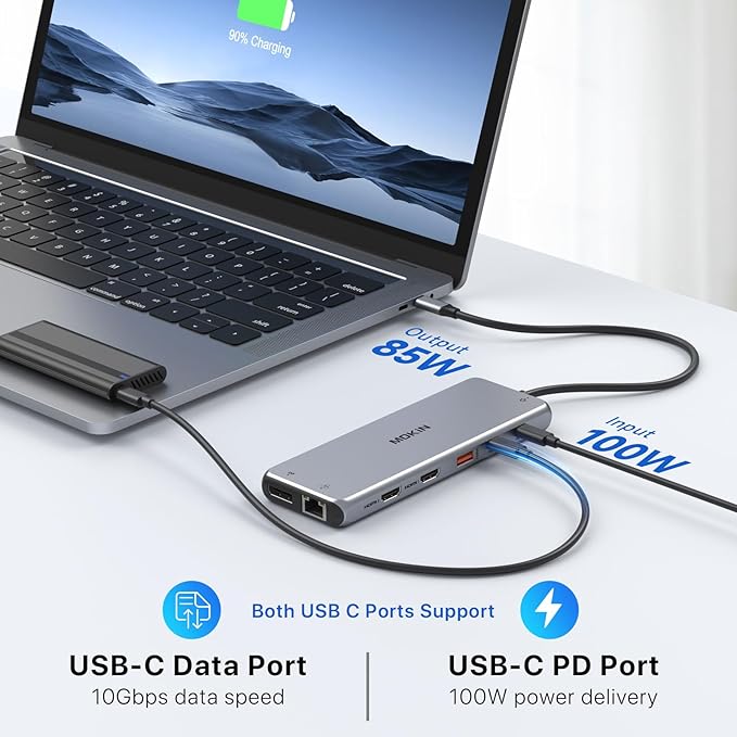 USB C Docking Station 3 Monitors Laptop Dual Monitor Multiport Adapter Dock Dongle, USBC to 2 HDMI,DisplayPort,PD Charging,Ethernet,7 USB C/A 3.1/3.0/2.0 Ports,Audio