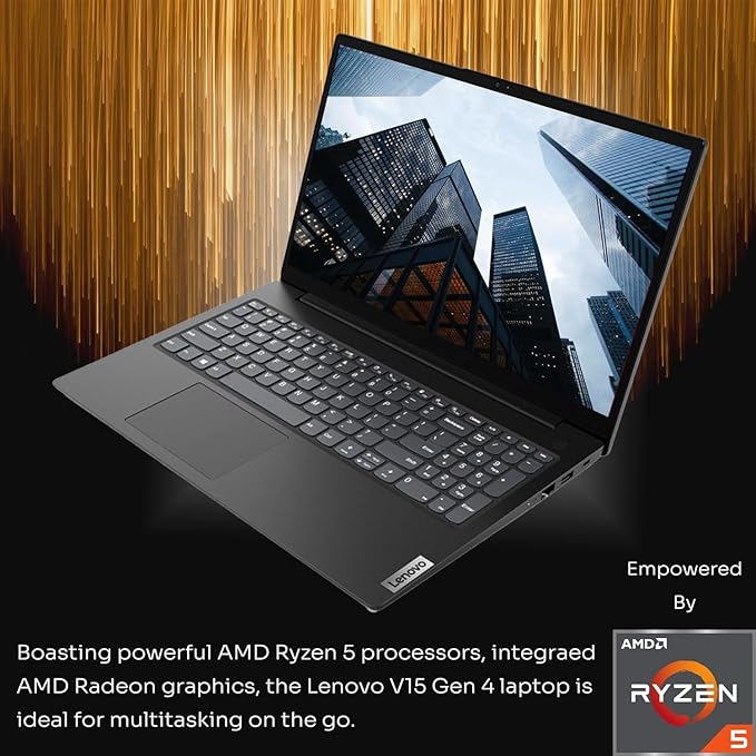 Lenovo V15 Gen 4 Business Laptop, 15.6" FHD Screen, AMD Ryzen 5 5500U, 12GB RAM, 512GB SSD, Webcam, RJ-45, Wi-Fi, Windows 11 Pro, Black, Additional 1 Yr ADP