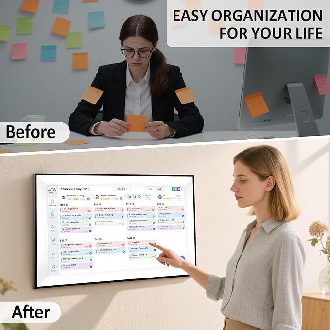 15.6 Inch Digital Calendar Chore Chart, Digital Picture frame,Smart Touchscreen Wall & Desk Electronic Calendar Family Planner for Seamless Scheduling/Organizing,Gift