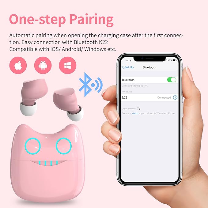 Wireless Earbuds Pink Bluetooh Earbuds with Mic Noise Reduction 36H Playtime IPX5 Waterproof Headphones in Ear Stereo Ear Buds Earphones for Sport,fit for Girls Women