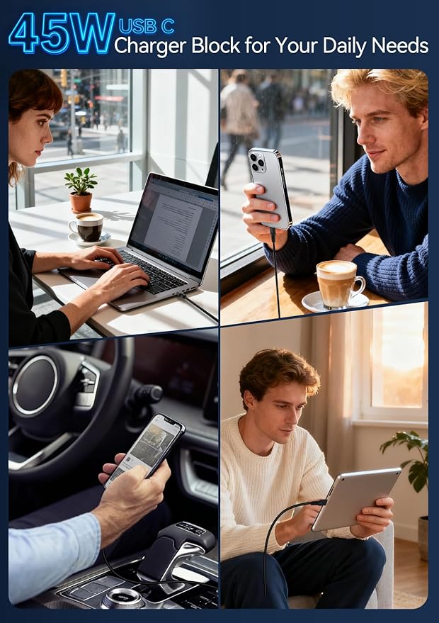 45W Super Fast Charger for Samsung, 6.5FT/2M USB C Charger Fast Charging for Samsung S25/S24/Plus/Ultra, PD 3.0 GaN Type C Charging Block Compatible with iPhone 17/16/15 and More