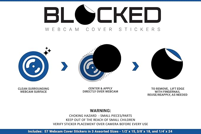 Stackable Webcam/Camera Vinyl Covers | 95 Low-Tack Restickable Webcam Sticker | Multiple Sizes | White 95-Pack (Ultra Glossy)