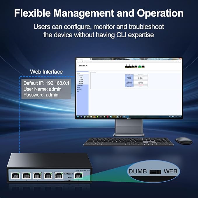 2.5Gb Easy Web Managed Switch, 2x10GBase-T Ports and 4x2.5GBase-T Ports, Full RJ45 Managed Ethernet Switch with Link Aggregation,VLAN,IGMP, 2.5G 10G Network Home-lab Switch