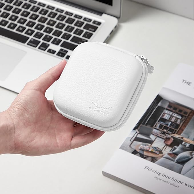 Charger Case for Macbook, Portable Tech Electronic Organizer Bag, Travel Storage Pouch for Laptop Accessories, MacBook Power Adapter, Charging Cords, USB Drives, Power Bank (White, M)