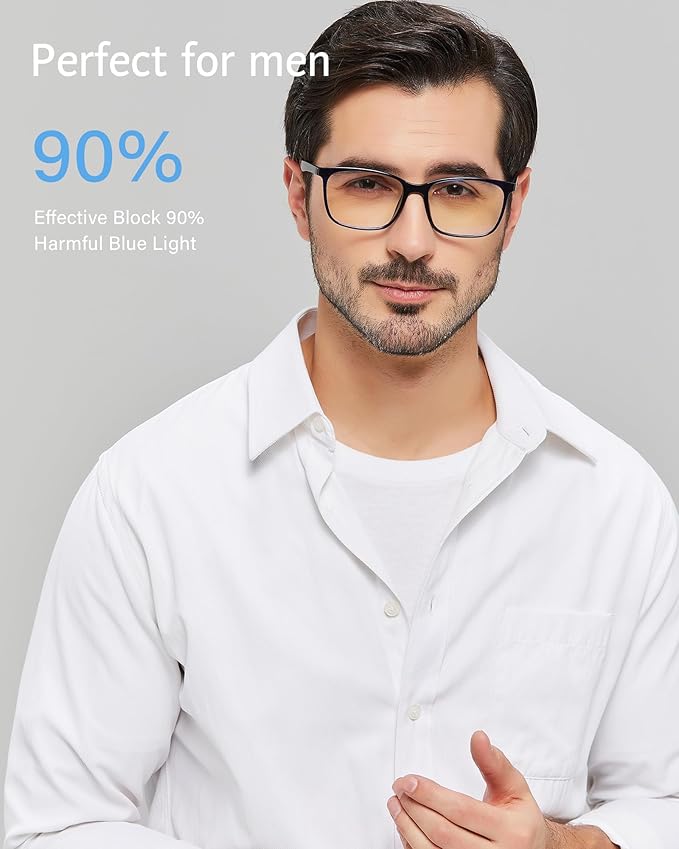 ANRRI Blue Light Blocking Glasses, Anti Eyestrain Lens Lightweight Frame Eyeglasses, Blue, Men/Women