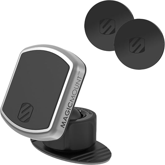 Scosche MPDRND-SP MagicMount Pro Magnetic Car Phone Holder - Strong Magnet Mount for iPhone and Android - Secure Magnetic Mount for Car Dashboard - Universal 360° Adjustable Mobile Cell Holder