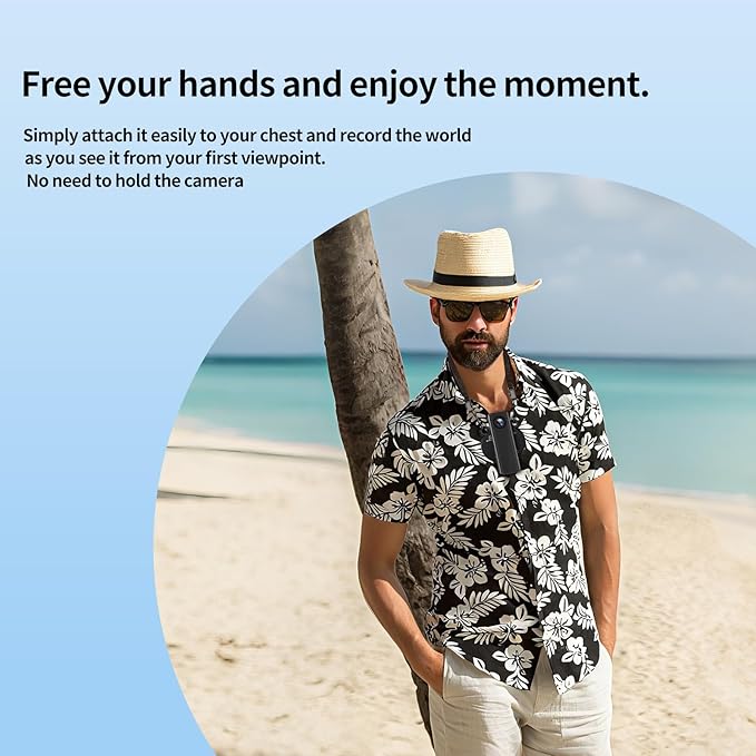 Mini Body Camera 64GB, 4K 30FPS Action POV Camcorder, Wearable Body Worn Cam with Audio and Video Recording, Hands Free Sports Camera with Magnetic Back Clip for Traveling Vlogging Cycling