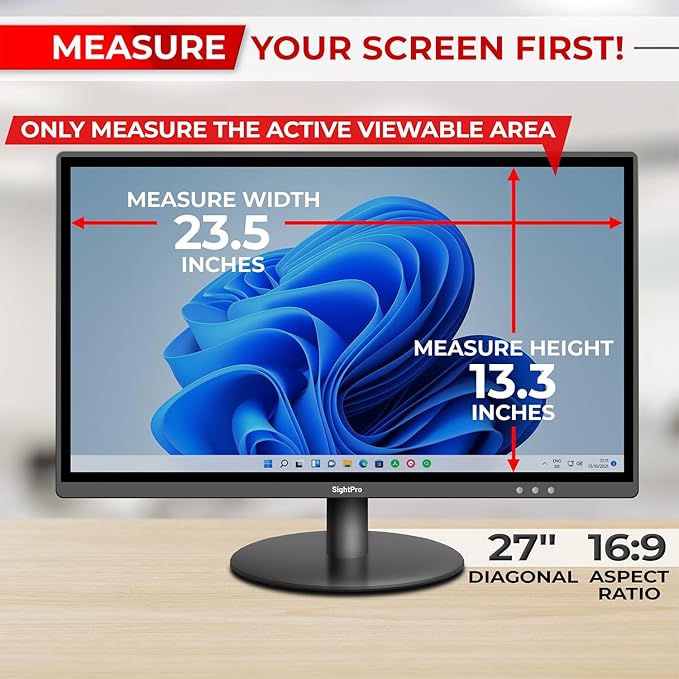 27 Inch 16:9 [2 Pack] Computer Privacy Screen Filter for Monitor - Privacy Shield and Anti-Glare Protector