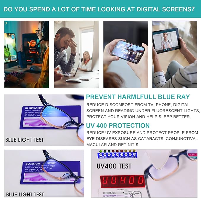 EYEURL Reading Glasses for Women, 2 Pack Blue Light Blocking Readers Lightweight Filter UV Ray/Glare Anti Eyestrain 3.5