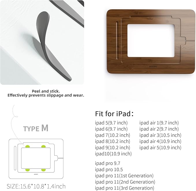 Bamboo Tablet Stand - Portable & Adjustable 5 Angles,Laptop Riser,Book Reading Stand,Compatible with 9.7/10.2/10.5/10.9/11 inches (Walnut Varnish)